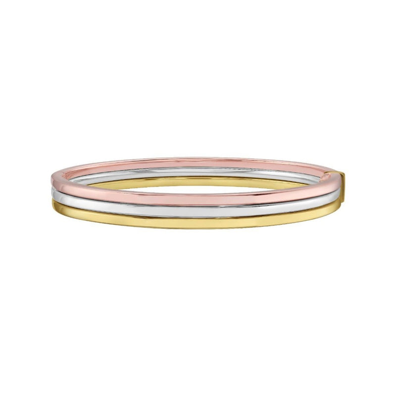 14K Tri Color Gold Layered Trinity Bangle (7.30 mm)