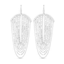 Sterling Silver Multi Strand Chain Drop Chandelier Earrings