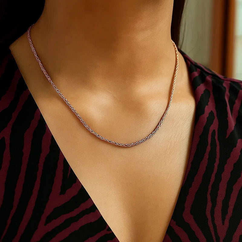 14k Rose Gold Round Wheat Chain (1.00 mm)