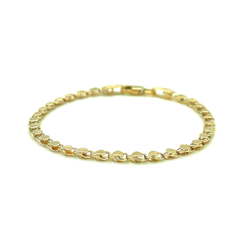 3.0mm 10k Yellow Gold Heart Anklet