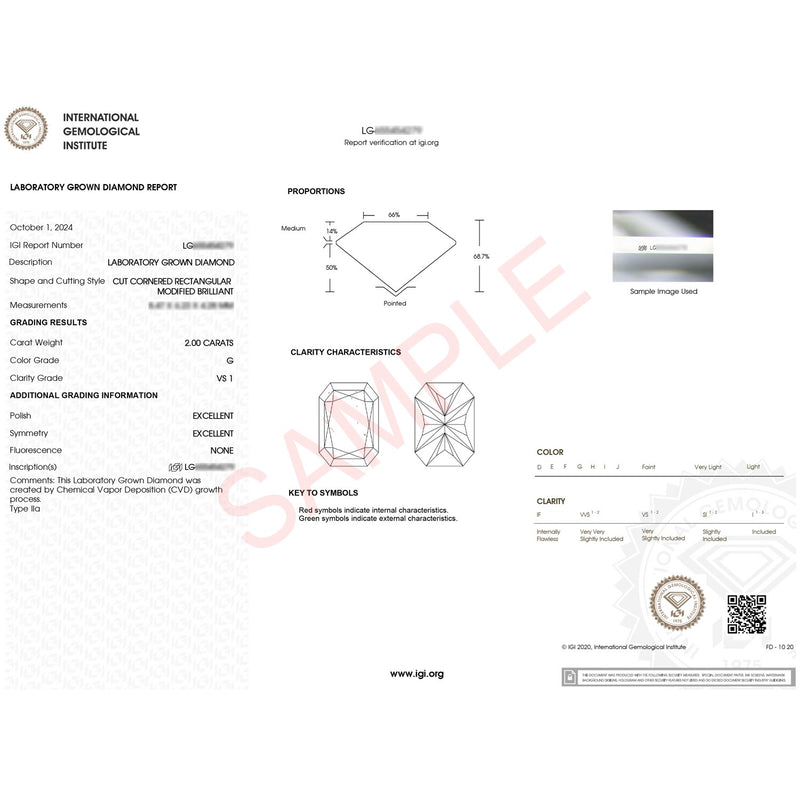 2 Carat Radiant Lab Grown IGI G/VS1 Diamond Solitaire Ring in 14K Yellow Gold