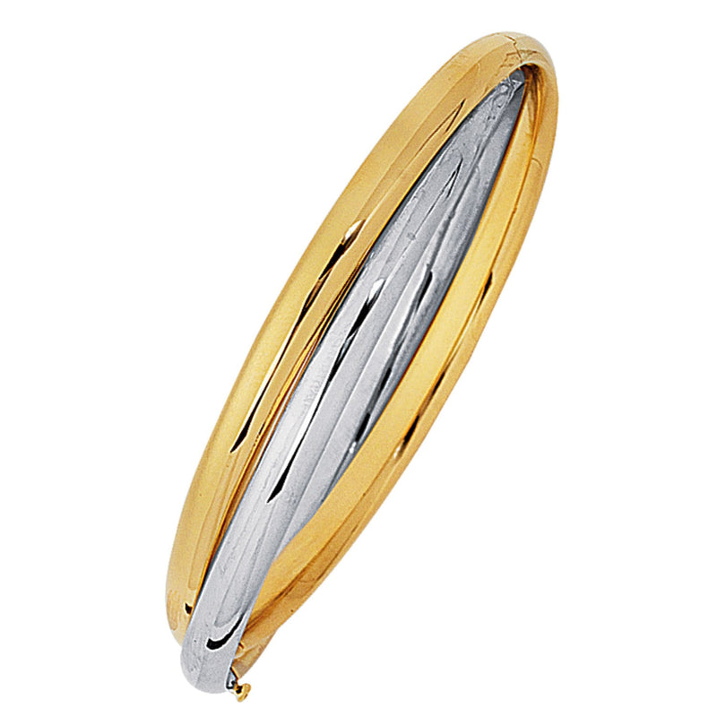 14K Two Tone Gold Interlocked Bangle