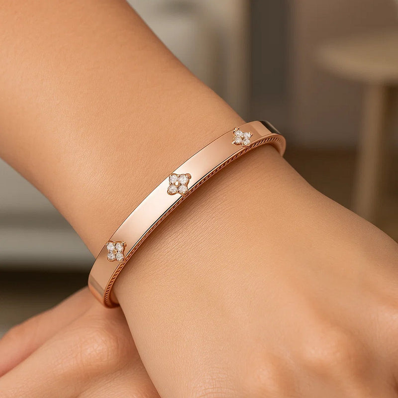14k Rose Gold Trilogy Diamond Bangle (5.40 mm)