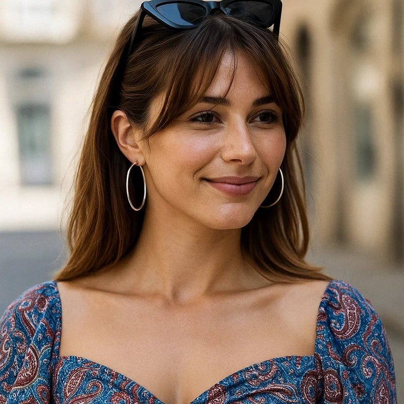 Rhodium Plated Endless Hoop Earrings in Sterling Silver