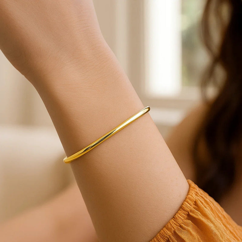 10k Yellow Gold Dome Style Shiny Bangle (3.30 mm)