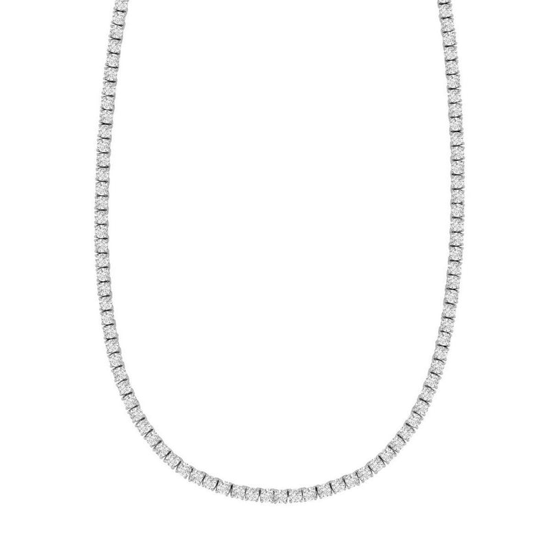 Sterling Silver Rhodium Plated CZ Tennis Necklace