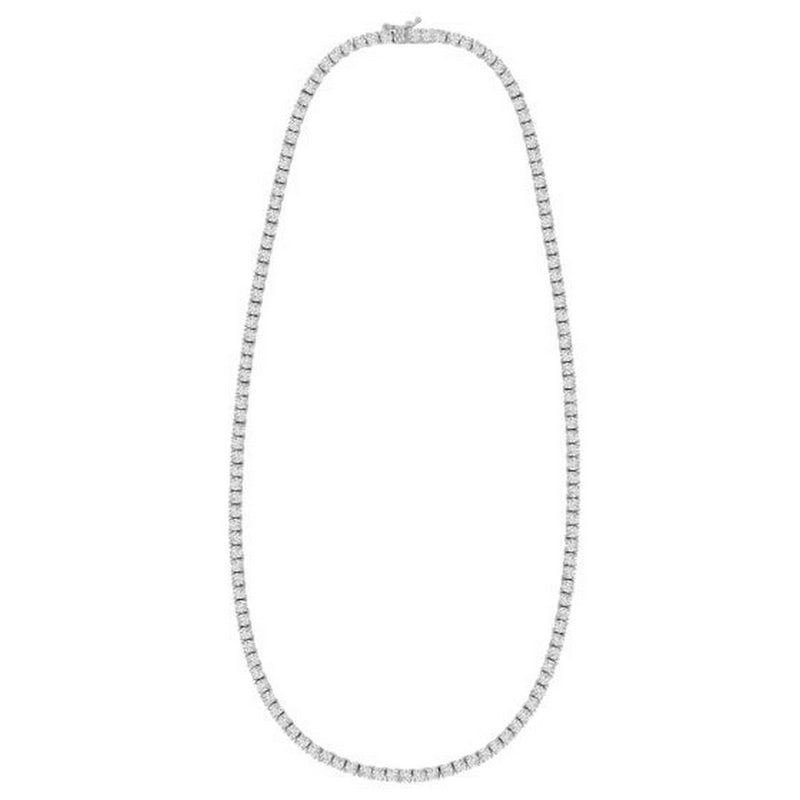 Sterling Silver Rhodium Plated CZ Tennis Necklace