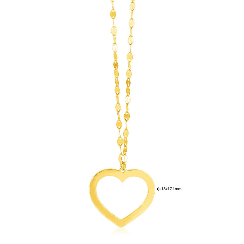 14k Yellow Gold Necklace with Reversible Heart Pendant