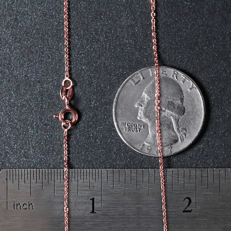 18k Rose Gold Diamond Cut Cable Link Chain (1.10 mm)