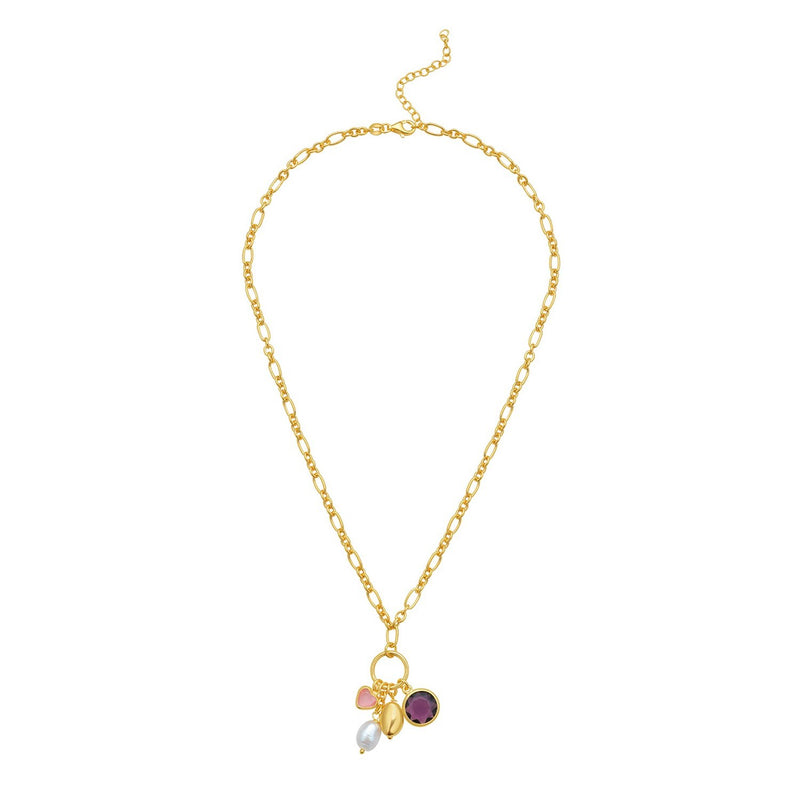 Sterling Silver Rhodium Plated Cubic Zirconia Charm Necklace