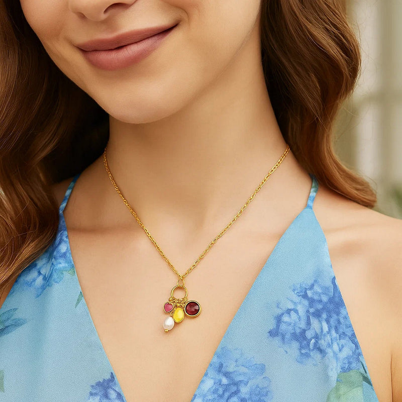 Sterling Silver Rhodium Plated Cubic Zirconia Charm Necklace