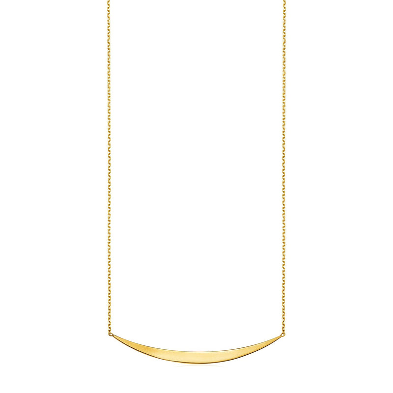 14k Yellow Gold Necklace with Polished Curved Bar Pendant