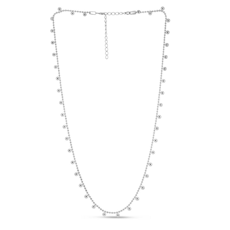 Sterling Silver Rhodium Plated Bead Necklace