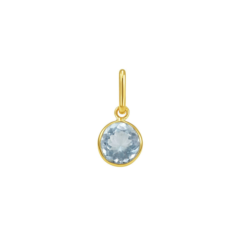 14K Yellow Gold Round Aqua Charm.