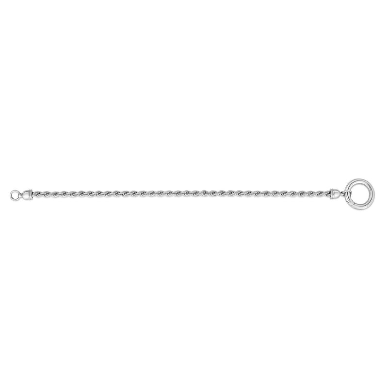 Sterling Silver Rhodium Plated Fancy Push Lock Rope Necklace