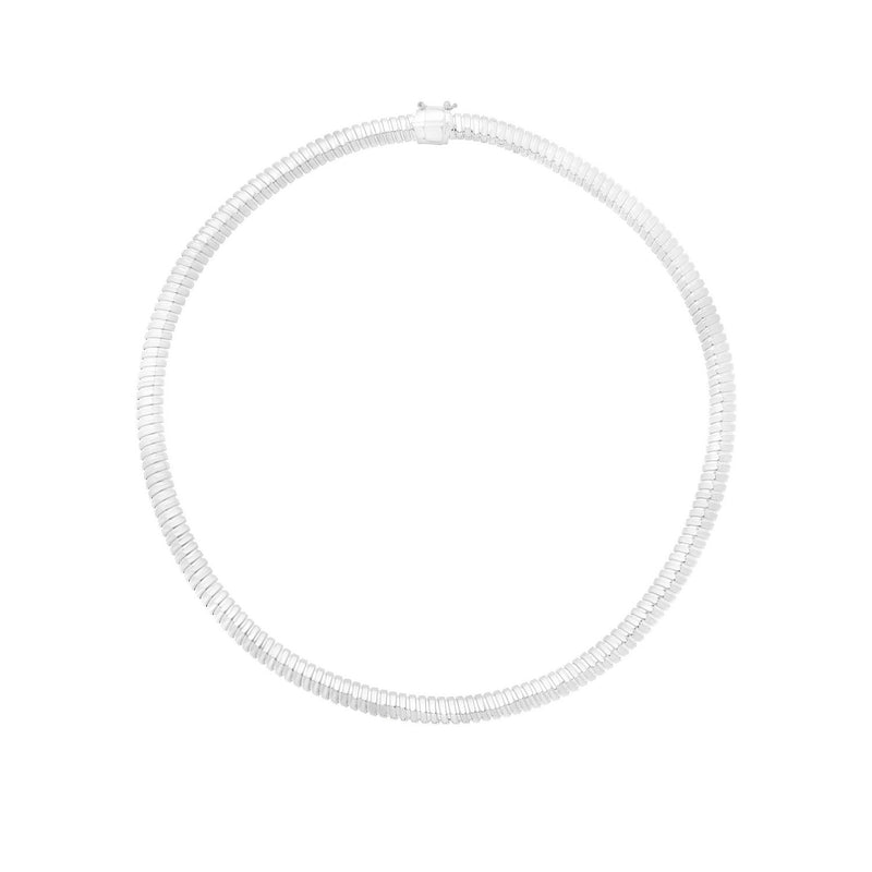 Sterling Silver Rhodium Plated Tubogas Fancy Necklace