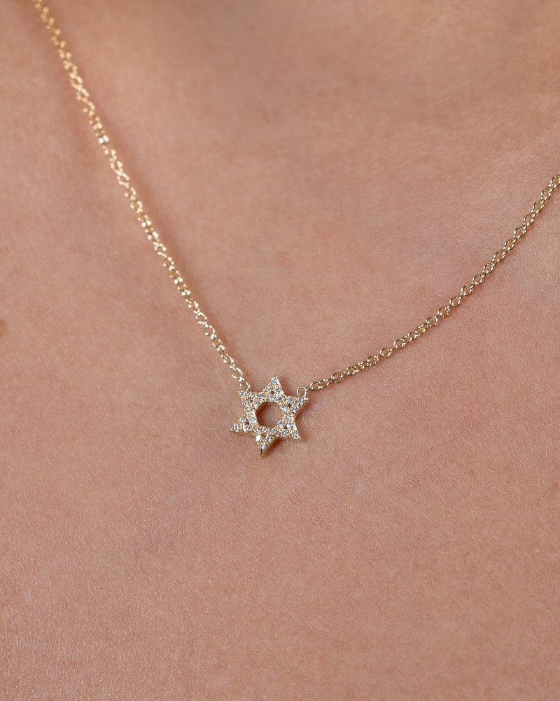 Diamond Open Star of David Necklace
