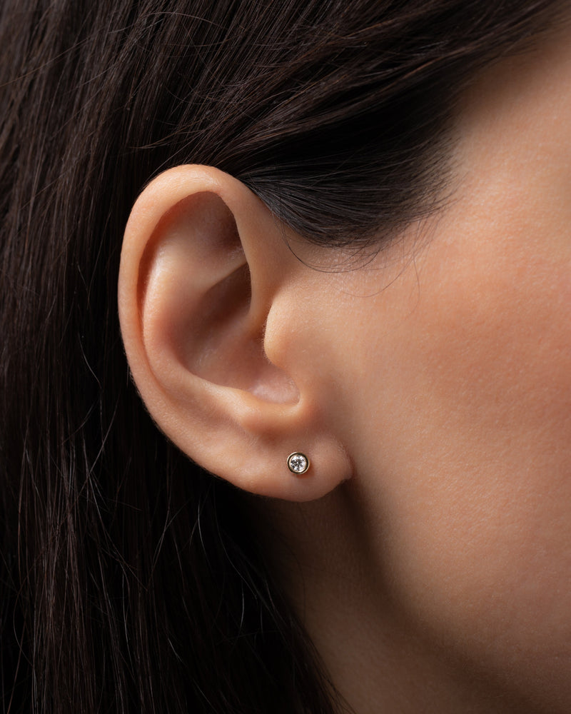 Bezel Diamond Stud Earrings