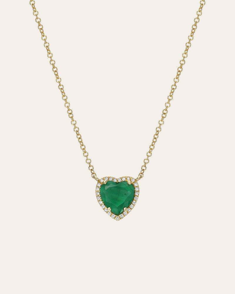 Diamond Emerald Heart Necklace