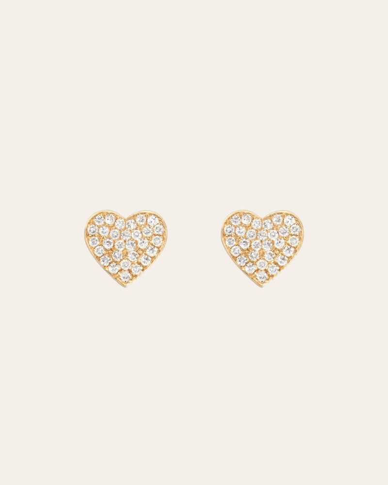 Diamond Heart Stud Earrings