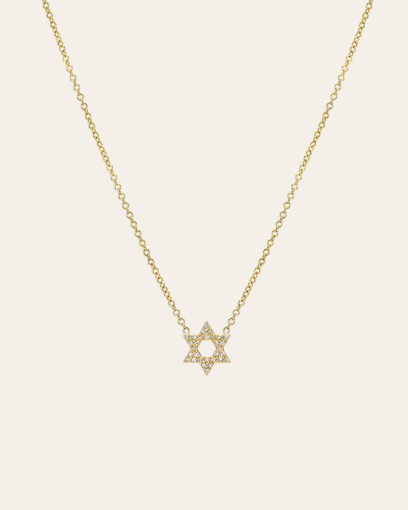 Diamond Open Star of David Necklace
