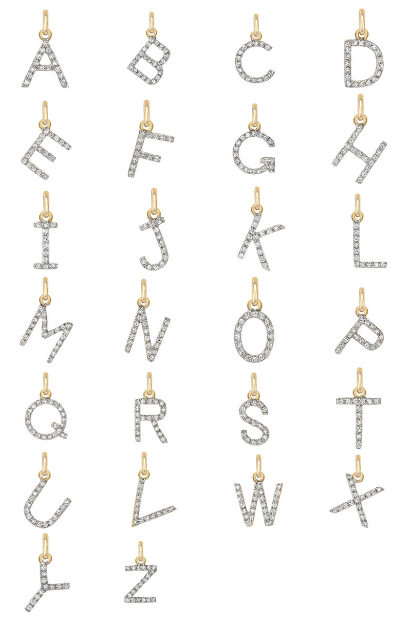 14k Diamond Initial Pendant