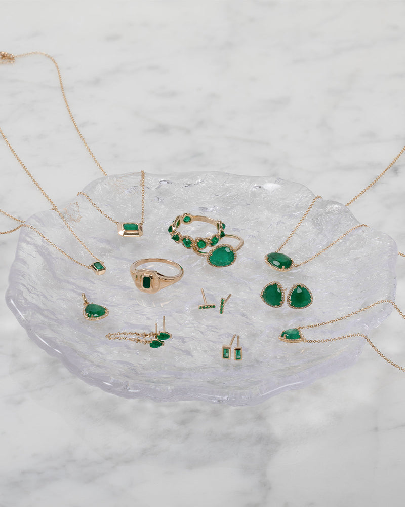 Diamond Emerald Stud Earrings