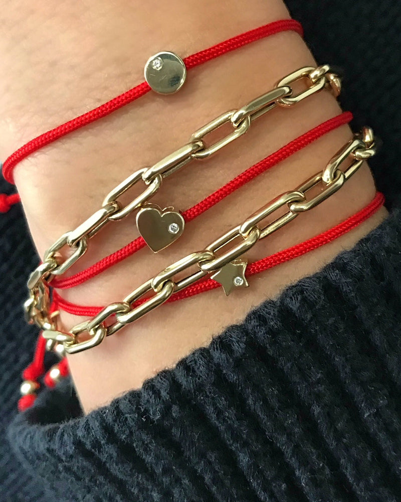 14k Gold Heart with Diamond Fortune Bracelet