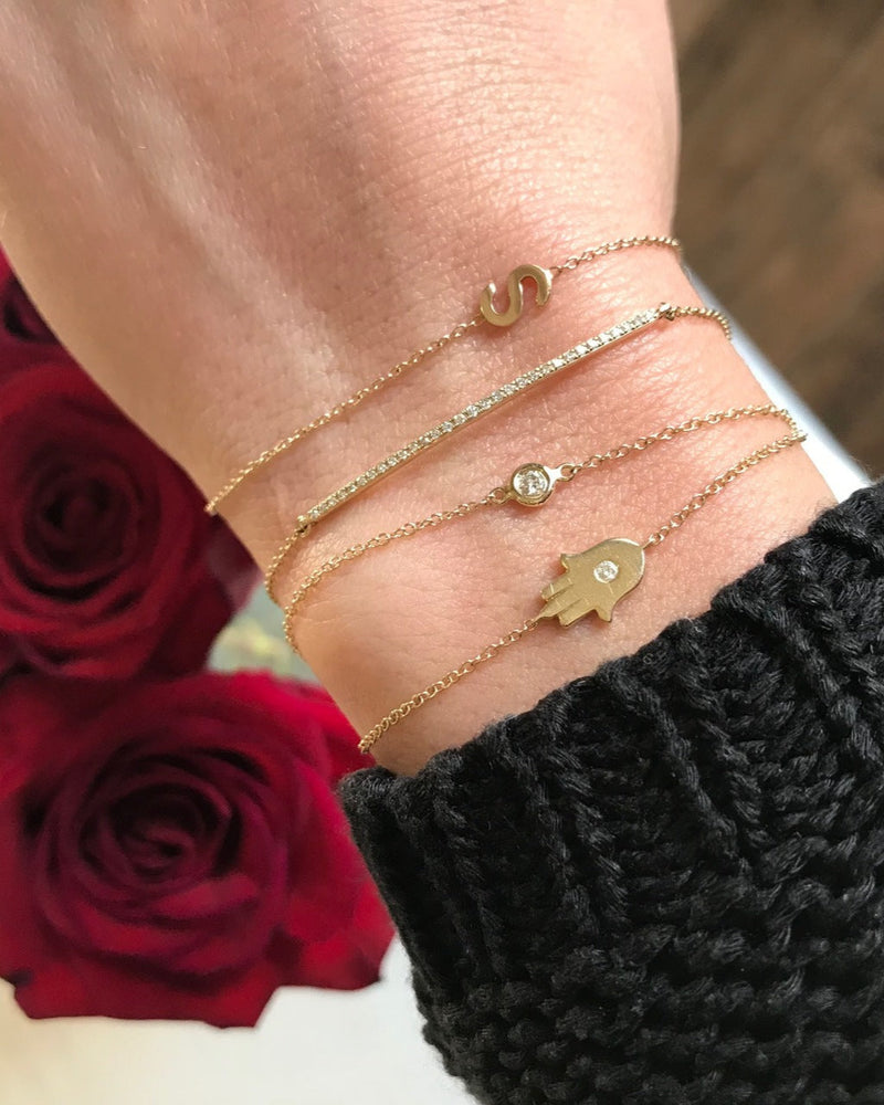 14k Gold Diamond Hamsa Bracelet