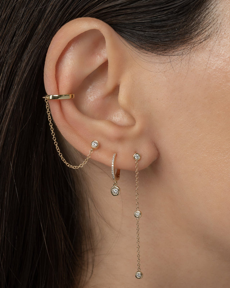 Triple Bezel Diamond Drop Earrings