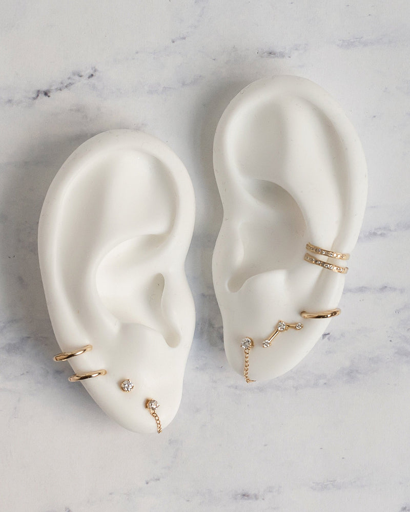 3 Prong Diamond Stud Chain Earrings