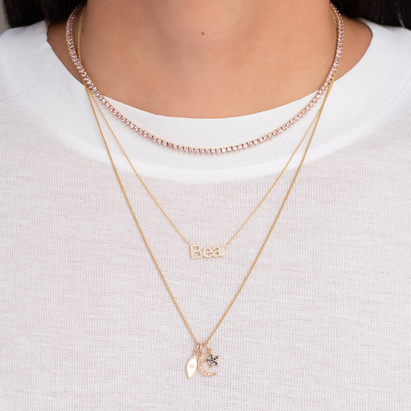 14k Gold Evil Eye with Tiny Diamond Pendant