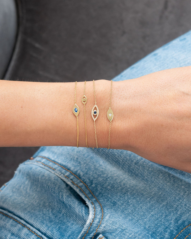 14k Gold Diamond Evil Eye Bracelet
