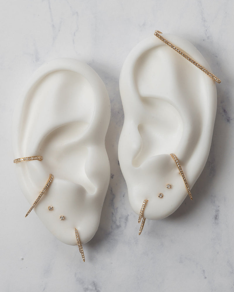 Diamond Curved Bar Stud Earrings