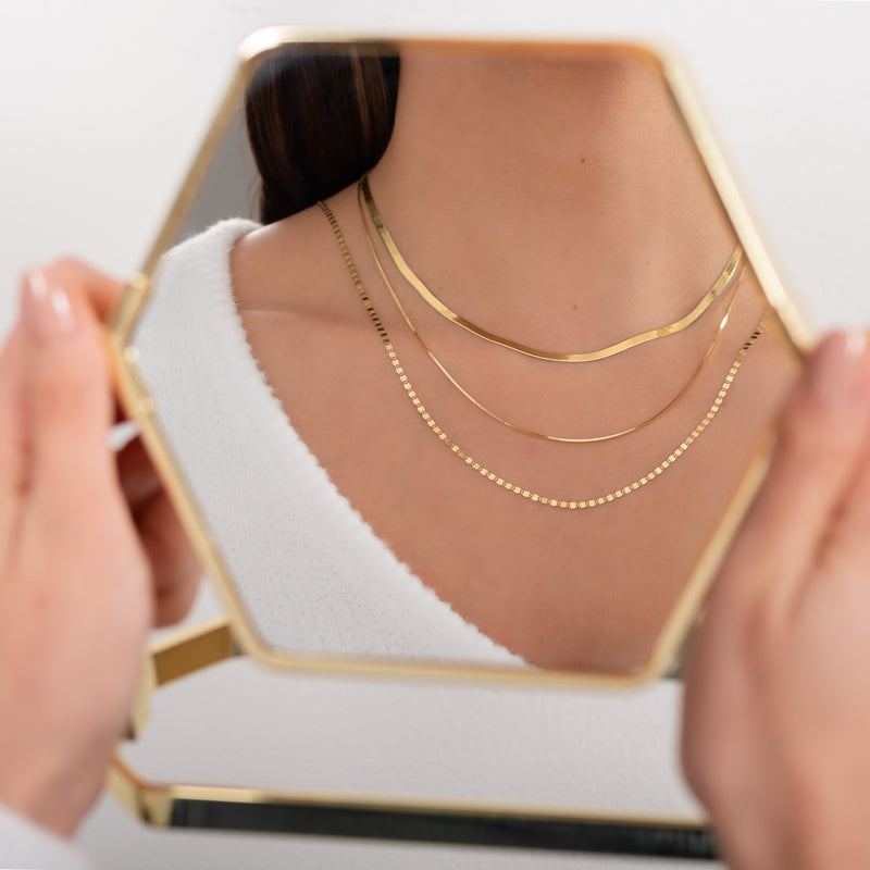 14k Gold Herringbone Necklace