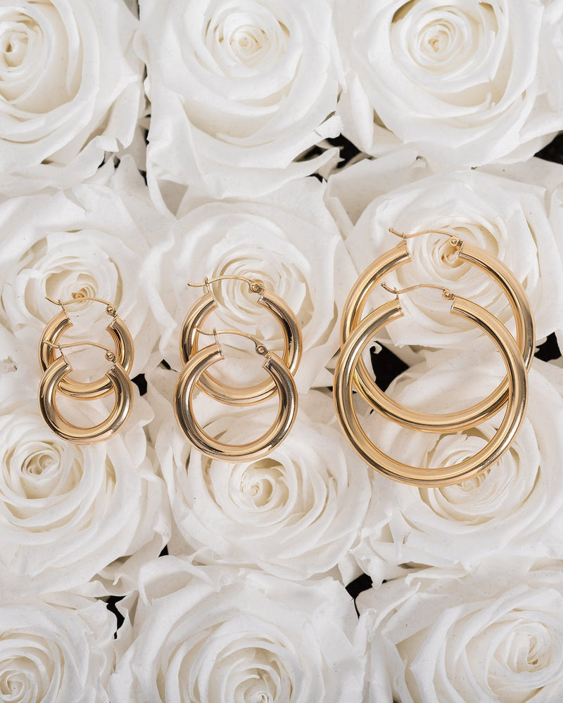 14k Gold Large Thick Hoop Earrings