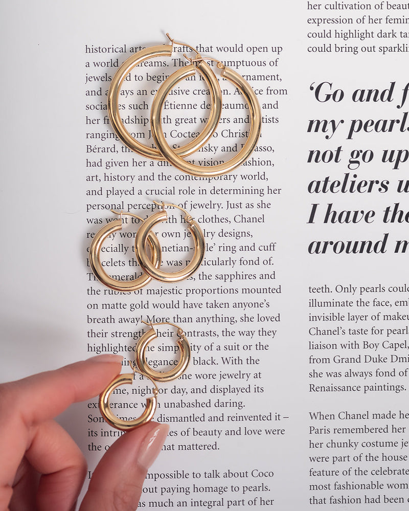 14k Gold Large Thick Hoop Earrings