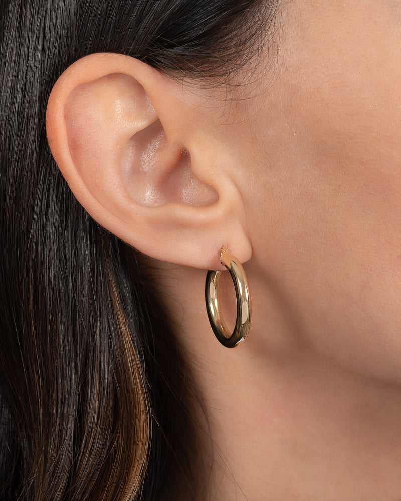 14k Gold Medium Thick Hoop Earrings