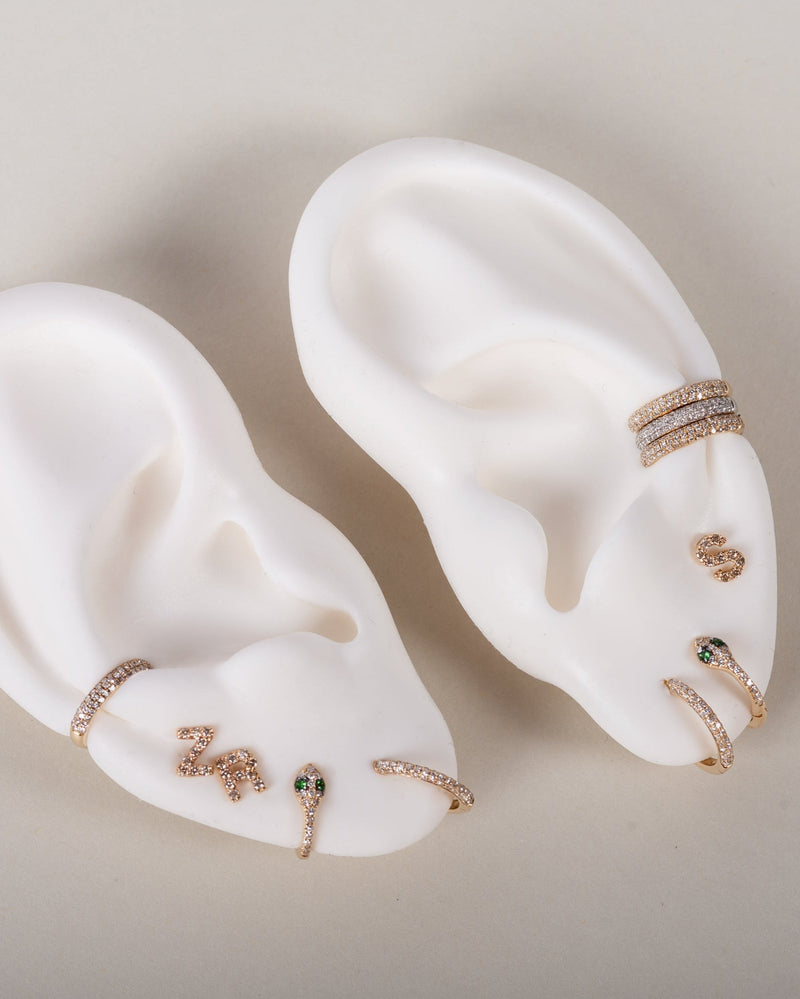 Bold Triple Row Diamond Huggie Earrings