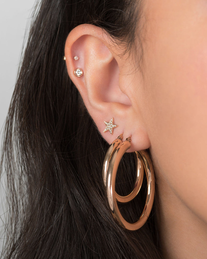 14k Gold Medium Thick Hoop Earrings