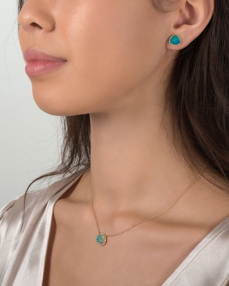 Diamond Opal Stud Earrings