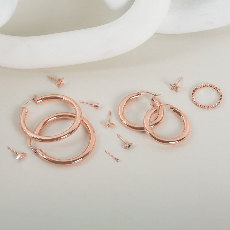 14k Gold Small Thick Hoop Earrings