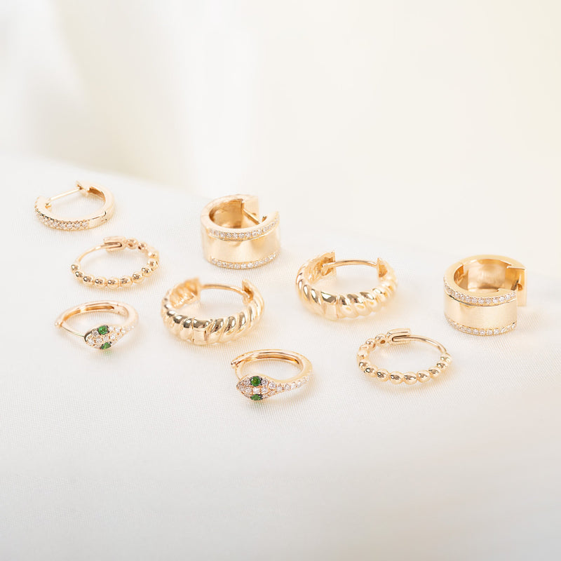 14K Gold Braided Huggie Earrings