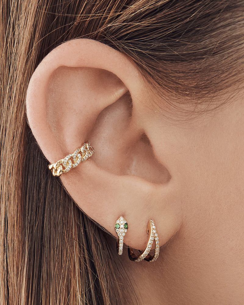 Diamond Snake Huggie Earrings