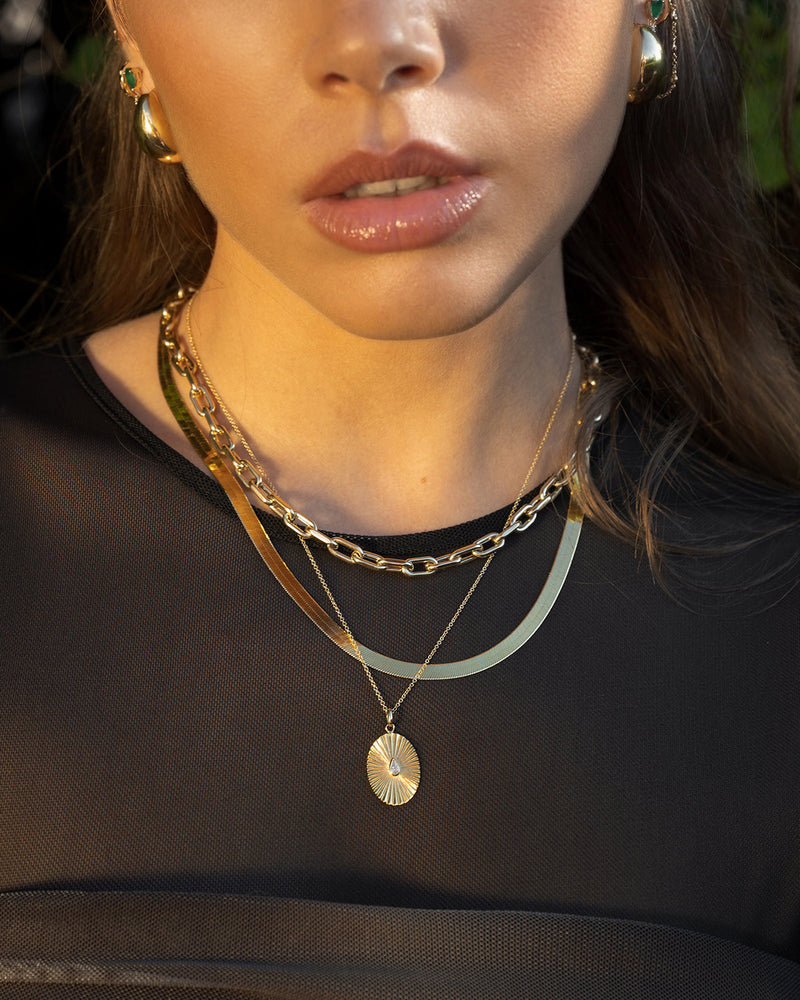 14k Gold Large Open Link Chain Necklace