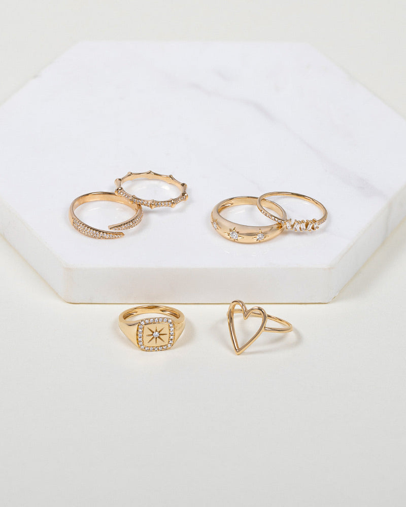 14K Gold Open Heart Ring