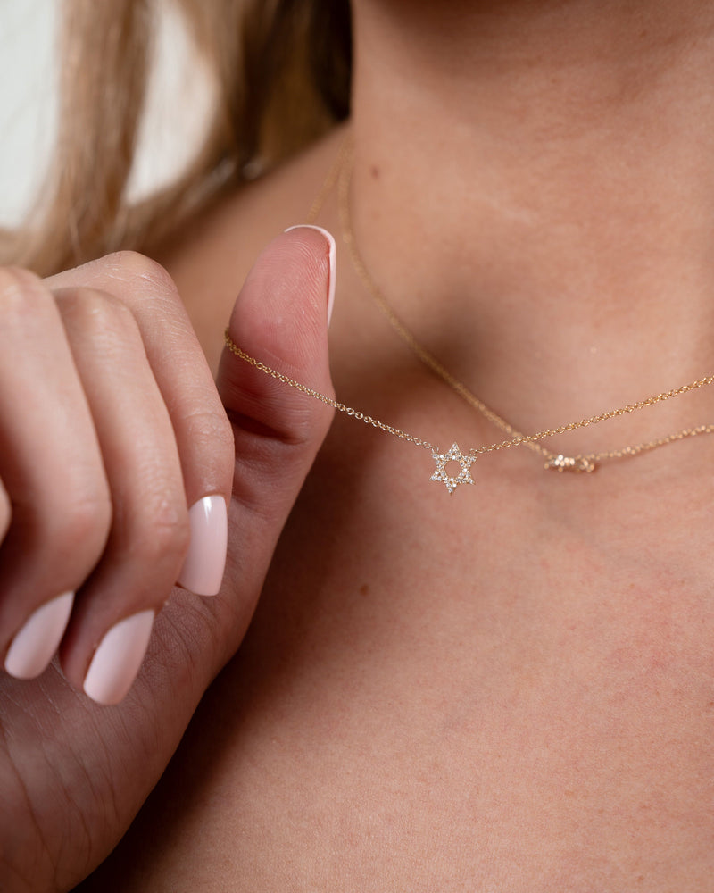 Diamond Open Star of David Necklace
