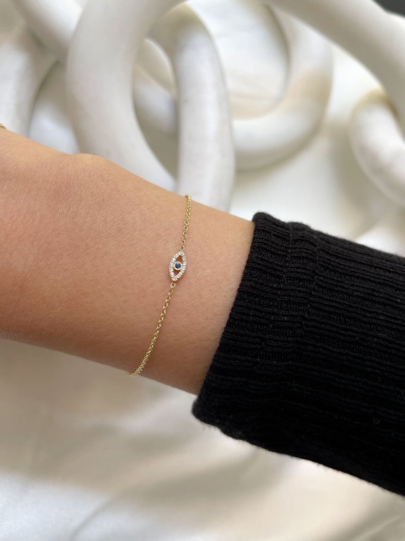 Diamond & Sapphire Evil Eye Bracelets - Mommy + Me
