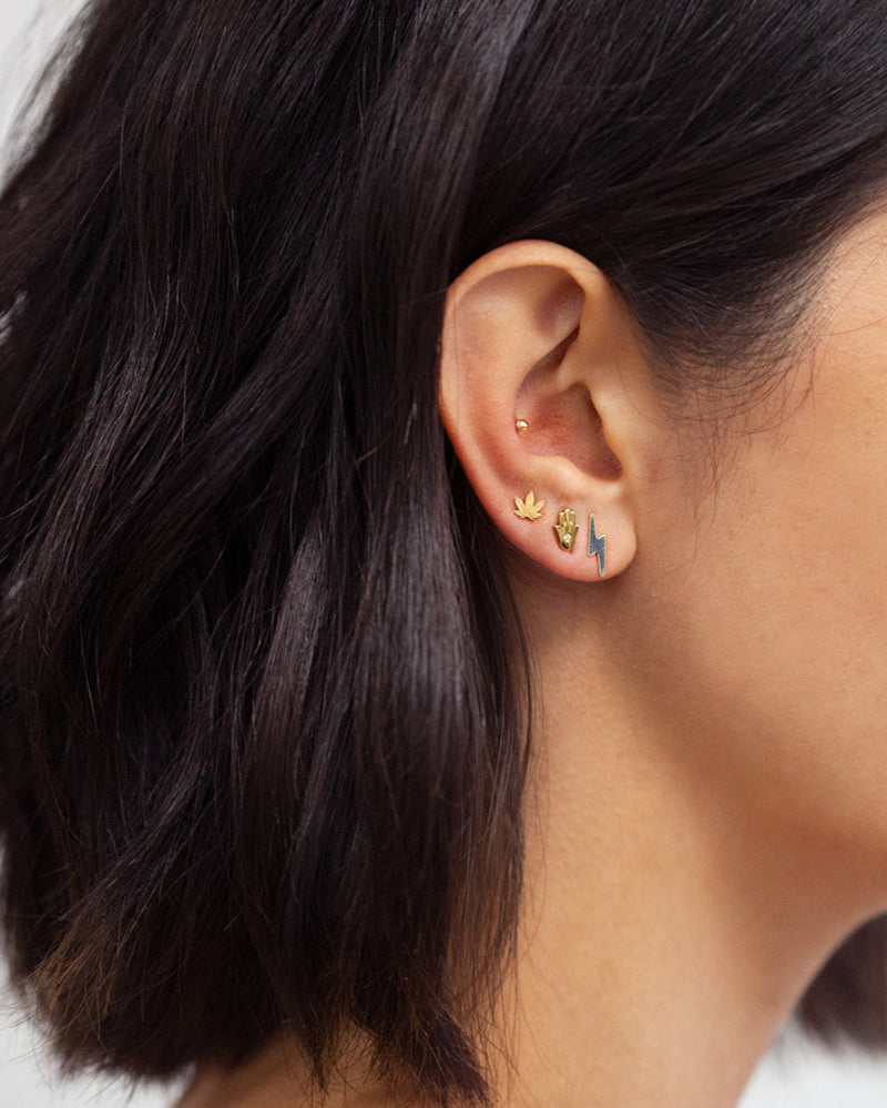 14k Gold Small Lightning Bolt Stud Earrings