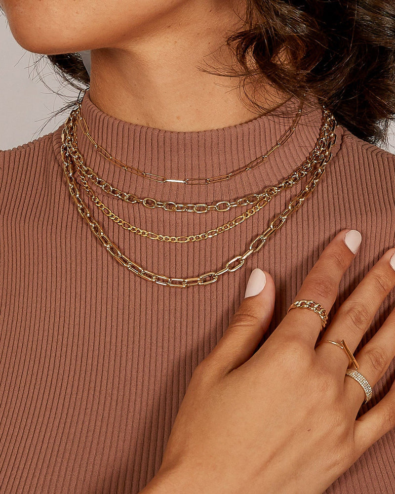 14k Gold Paper Clip Chain Necklace